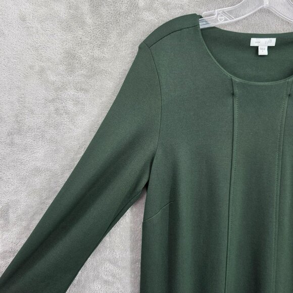 J Jill Ponte Knit Shift Dress S Dark Forest Green 3/4 Sleeve Pockets Stretchy - Picture 3 of 11